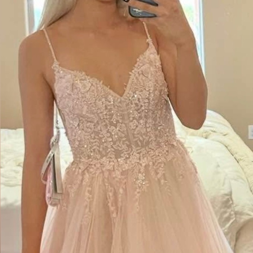 Sherri Hill Blush Pink Embellished Gown